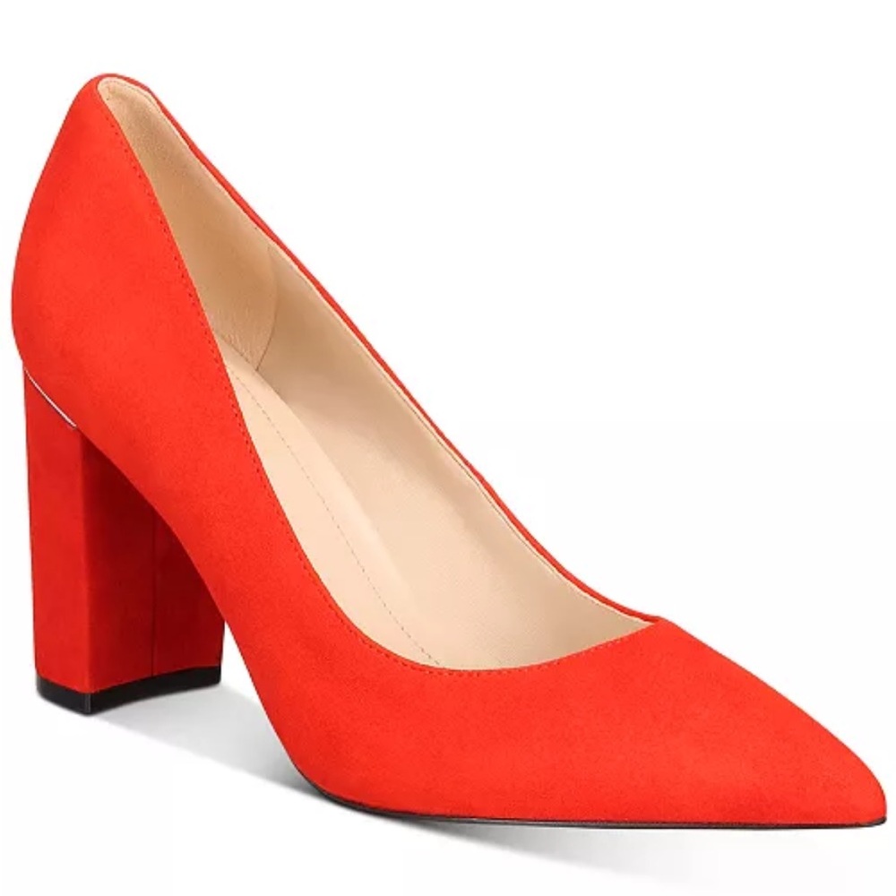 Marc Fisher Viviene Block-Heel Suede Pumps RED